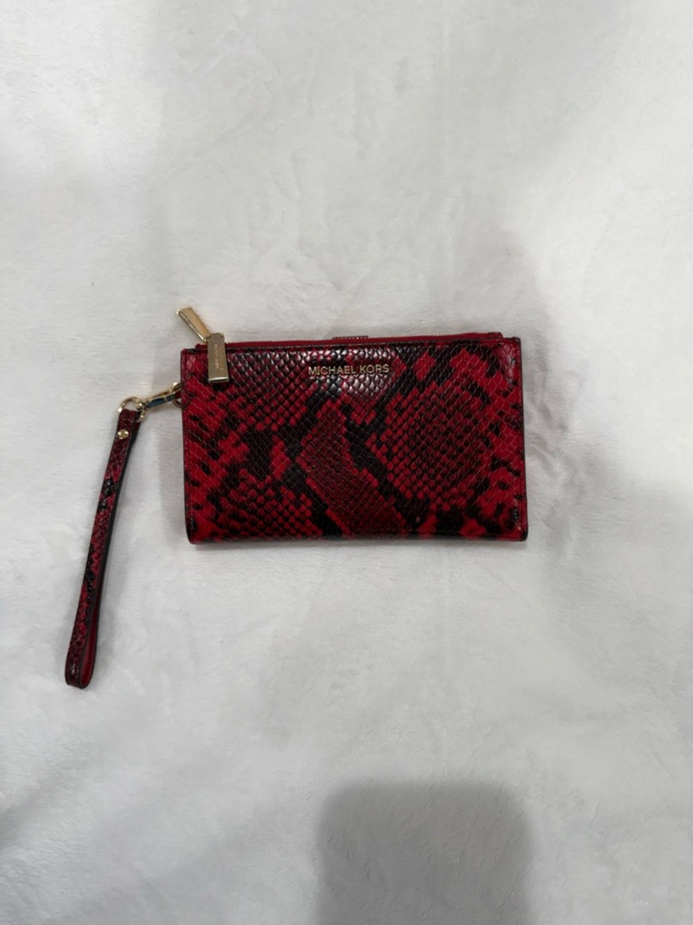 Michael Kors Red and Black Snake-Print Wristlet